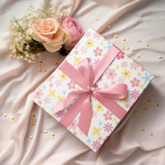 Hoja De Papel De Regalo Rosa Flores Cumpleaños Baby Shower Pastel Cute