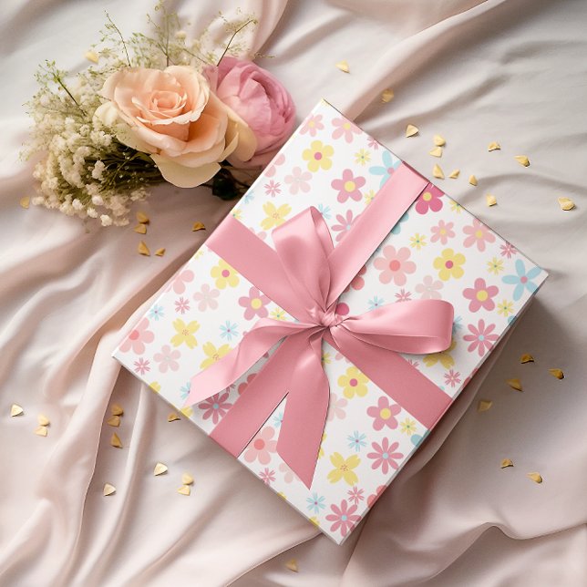 Hoja De Papel De Regalo Rosa Flores Cumpleaños Baby Shower Pastel Cute (Subido por el creador)