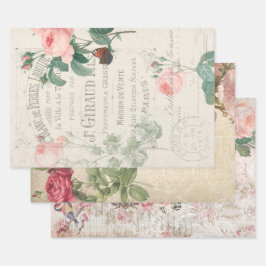 Hoja De Papel De Regalo Rosa francés vintage Ephemera Decoupage