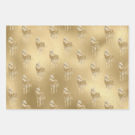 Hoja De Papel De Regalo Rosa Glam Gold Glitzy Purpurina Unicorn