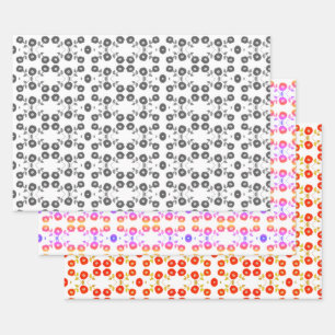 Hoja De Papel De Regalo Rosa gris y rojo Naranja