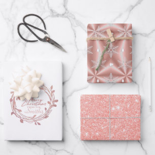 Hoja De Papel De Regalo Rosa metálico Navidades Platino Platino Oro