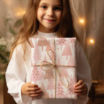 Hoja De Papel De Regalo Rosa metálico Oro Pink Silver Árboles de Navidad<br><div class="desc">Rosa metálico Oro Pink Silver Árboles de Navidad</div>