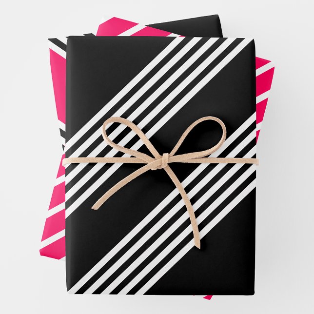 Hoja De Papel De Regalo Rosa, negro y blanco (Pink Gift Wrapping)