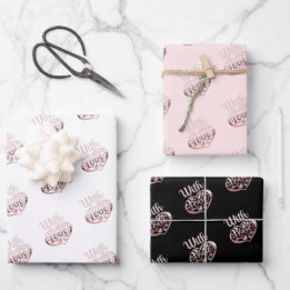 Hoja De Papel De Regalo Rosa oro metálico estilo Valentín amor al corazón