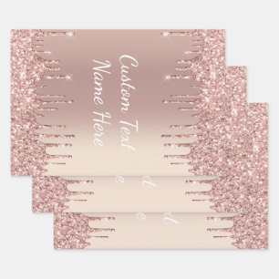Hoja De Papel De Regalo Rosa Oro Purpurina Rubor Perforaciones de espuma P