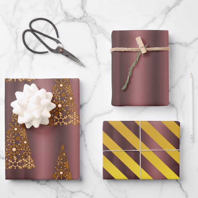 Hoja De Papel De Regalo Rosa oscuro oro Navidades rosados dudosos (Anverso)