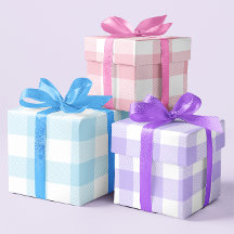 Rosa pastel azul y púrpura Pascua Gingham Multi