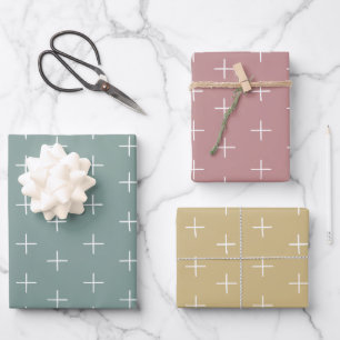 Hoja De Papel De Regalo Rosa Pastel, Verde Salvia, Amarillo Soleado Signo