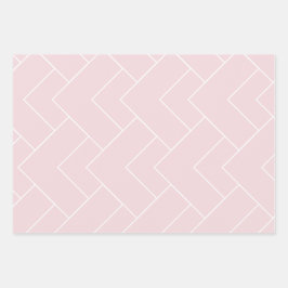 Hoja De Papel De Regalo Rosa Pastel y Blanco Estampado