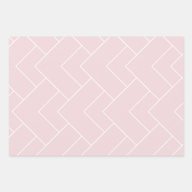 Hoja De Papel De Regalo Rosa Pastel y Blanco Estampado (Anverso)