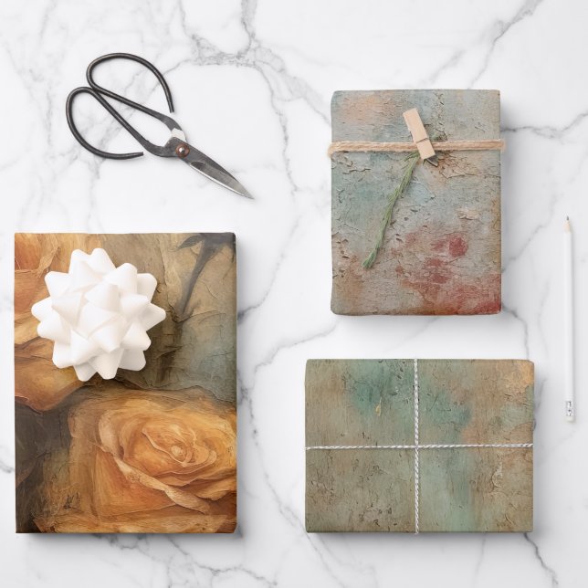 Hoja De Papel De Regalo Rosa Peach Floral Bridal Shower Boda (Anverso)