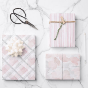 Hoja De Papel De Regalo Rosa Pétalos de Rosa Plateados con Brillo para Bod