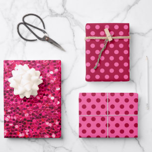 Hoja De Papel De Regalo Rosa Purpúrea Brillante Secuencia Metálica Navidad