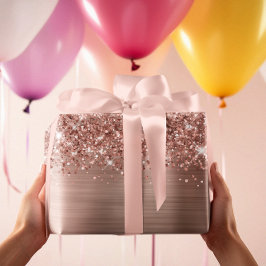 Hoja De Papel De Regalo Rosa Purpurinoso Gold Glam