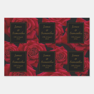 Hoja De Papel De Regalo Rosa Roja Elegante - Boda