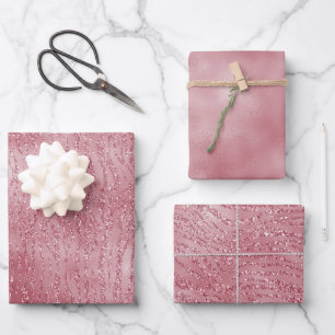 Hoja De Papel De Regalo Rosa rosa Purpurina Zebra Animal