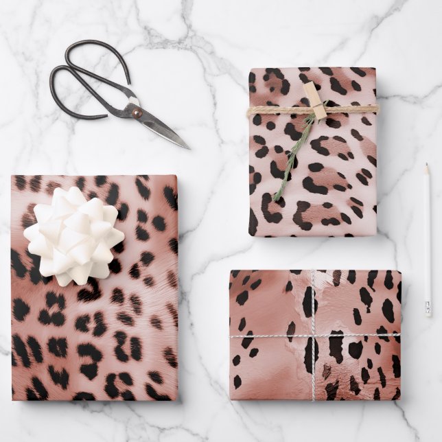 Hoja De Papel De Regalo Rosa Rubor Pink Leopard (Anverso)