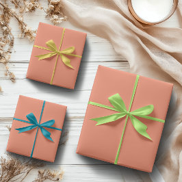 Hoja De Papel De Regalo Rosa Salmón Color Sólido | Clásico | Elegante