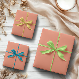 Hoja De Papel De Regalo Rosa Salmón Color Sólido   Clásico   Elegante