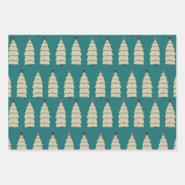 Hoja De Papel De Regalo Rosa Verde azulado Rojo Elegante Vintage Navidad W