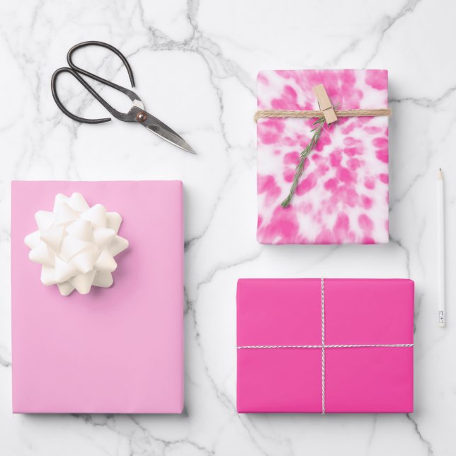 Hoja De Papel De Regalo rosa y blanco tintado (Anverso)