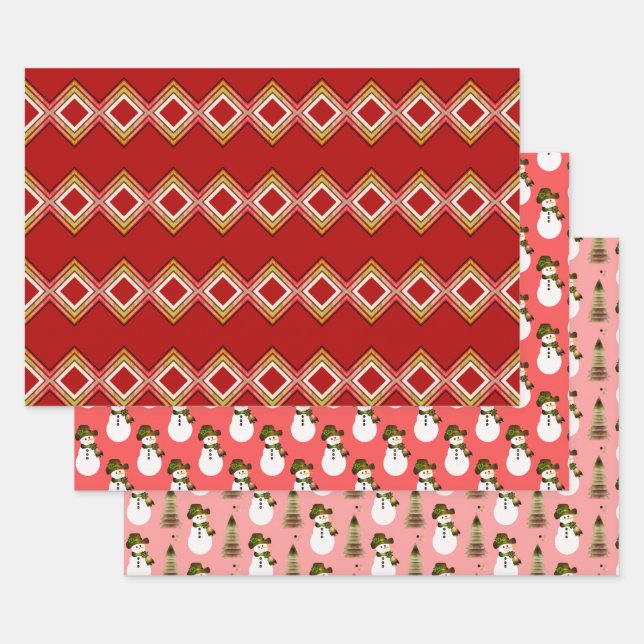 Hoja De Papel De Regalo Rosa y Coral Rojo (Set)