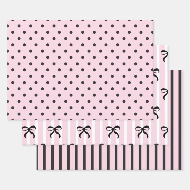 Hoja De Papel De Regalo Rosa y negro (Set)