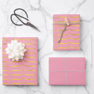 Hoja De Papel De Regalo Rosa y oro