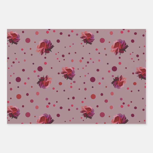 Hoja De Papel De Regalo Rosa y punto (Anverso 2)