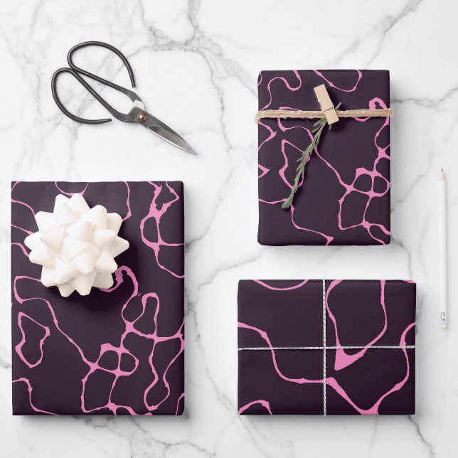 Hoja De Papel De Regalo rosa y púrpura (Anverso)