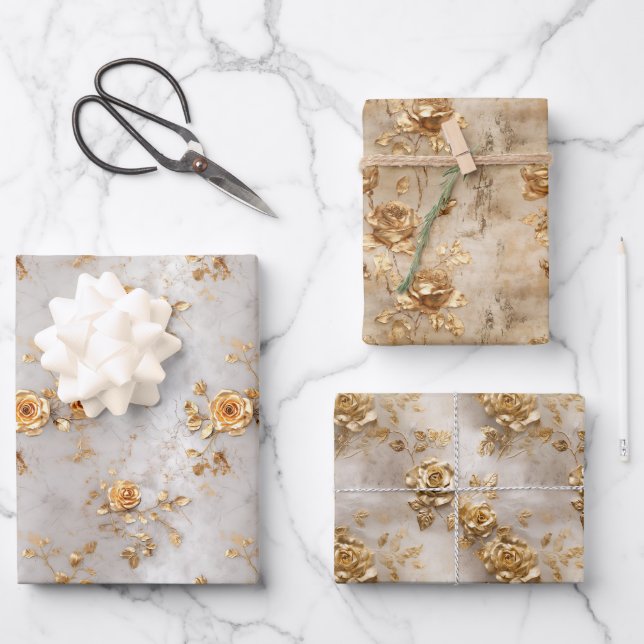 Hoja De Papel De Regalo Rosas Amarillas Románticas (Anverso)