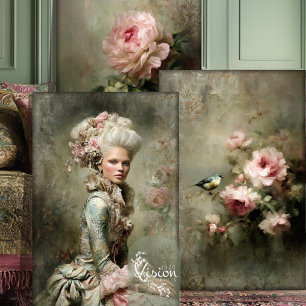 Hoja De Papel De Regalo Rosas Barrocas Marie Antoinette Rosa Malva Damask