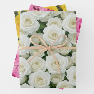 Hoja De Papel De Regalo Rosas blancas, rosas y amarillas