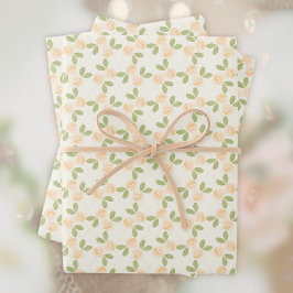Hoja De Papel De Regalo Rosas de campo en naranja claro