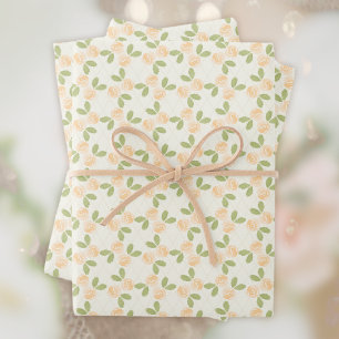 Hoja De Papel De Regalo Rosas de campo en naranja claro