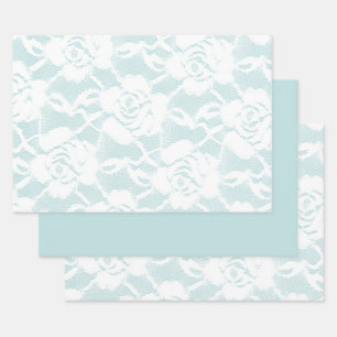 Hoja De Papel De Regalo Rosas de encaje blanco y blanco floridos