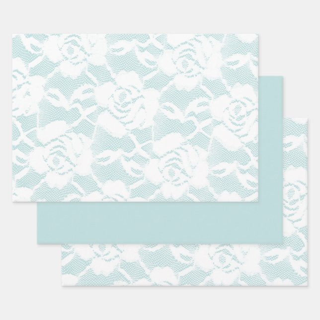 Hoja De Papel De Regalo Rosas de encaje blanco y blanco floridos (Set)