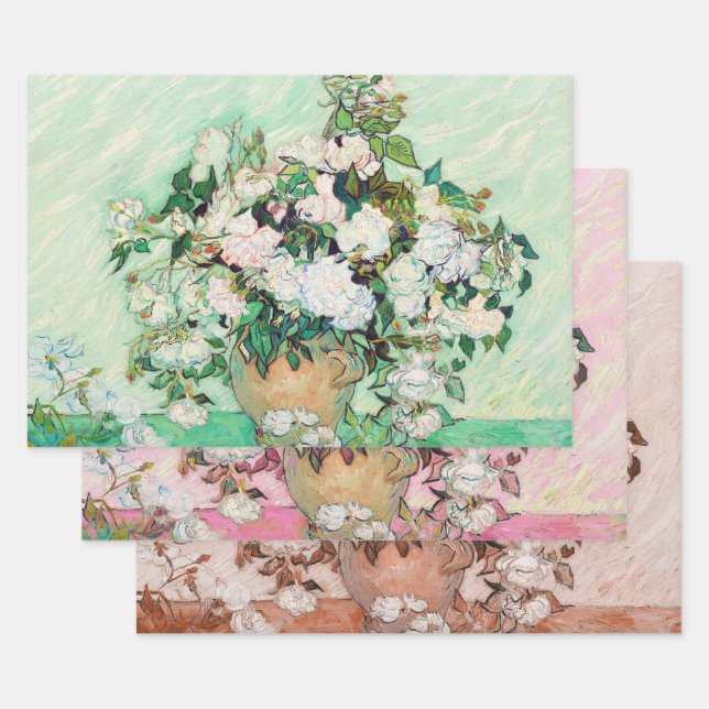 Hoja De Papel De Regalo Rosas de Vincent Van Gogh, Decoupage (Set)