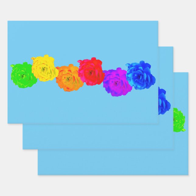 Hoja De Papel De Regalo Rosas del arcoiris (Set)