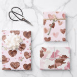 Hoja De Papel De Regalo Rosas marrones rosados Corazones Florales Ducha Br<br><div class="desc">Rosas marrones rosados Corazones Florales Ducha Bridal</div>
