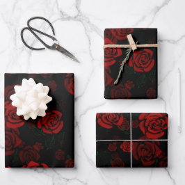 Hoja De Papel De Regalo Rosas rojas románticas