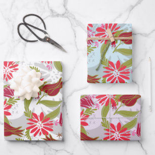 Hoja De Papel De Regalo Rosas Románticas Mezcla Floral Patrón de San Valen