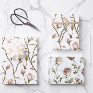 Hoja De Papel De Regalo Rosas Rosadas Flores Cumpleaños