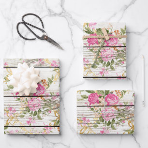 Hoja De Papel De Regalo Rosas rosas rosas en el tablero de anuncios blanco