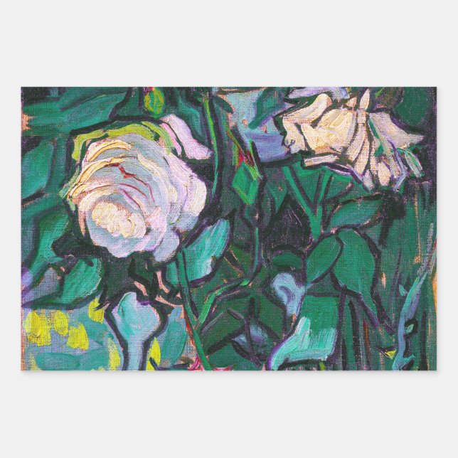Hoja De Papel De Regalo Rosas rosas rosas Van Gogh (Anverso)
