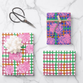 Hoja De Papel De Regalo Rosas sobre el patrón de plástico - rosa