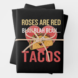 Hoja De Papel De Regalo Rosas Son Rojas Blah Tacos Día de San Valentín Ama