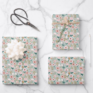 Hoja De Papel De Regalo Rosas Verdes Flores De Acuarela Despedida De Solte