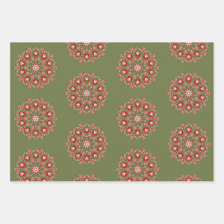 Hoja De Papel De Regalo Rosemaling verde oliva